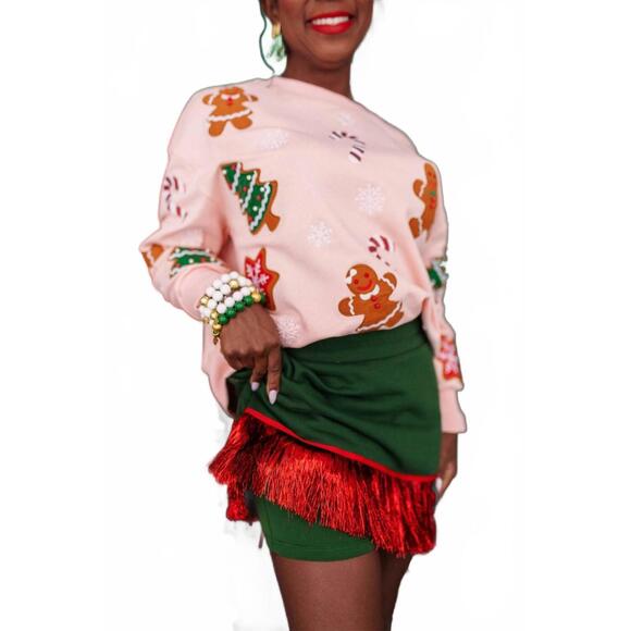 NEW BRIANNA CANNON tinsel fringe skort in green - Picture 3 of 4